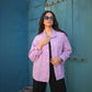 Gabardine Jacket With Pockets Front Buttons Purple Color OJ-512PR
