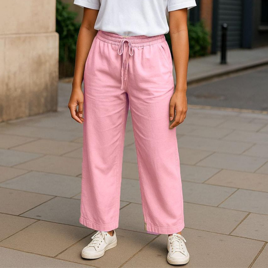 Women's Soft Wide Leg Jeans Pants Light Rose Color OB-35-R