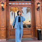 Women's 2-Piece Denim Set Long Sleeve Shirt and Wide Leg Pants Blue Color