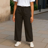Women's Soft Wide Leg Jeans Pants Black Color OB-35-BK