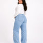 Plus Size Diamond Studded Straight Jeans Pants Medium Blue Color OBD-350B