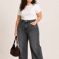 Plus Size High Waist Straight Dark Gray Jeans Pants Y-375-BBL