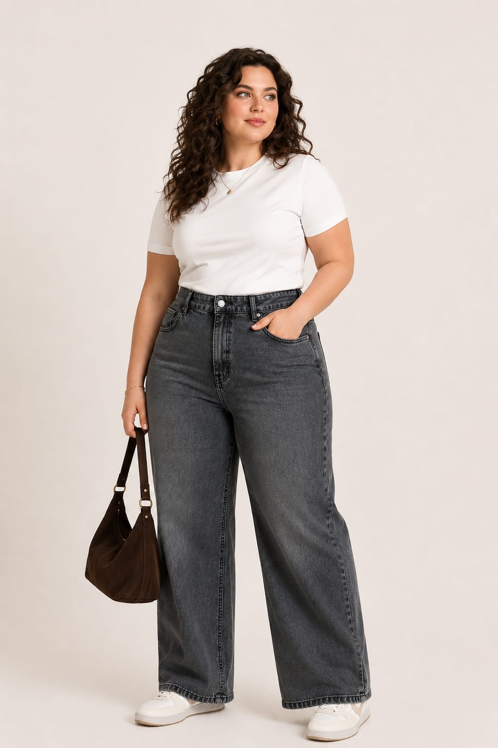 Plus Size High Waist Straight Dark Gray Jeans Pants Y-375-BBL