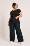 Plus Size High Waist Straight Dirty Olive Jeans Pants 375-DDW