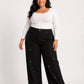 Plus Size Strass Studded Jeans Pants Black Color OBD-350BL