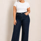 Plus Size High Waist Straight Blue Black Jeans Pants 375-ABL