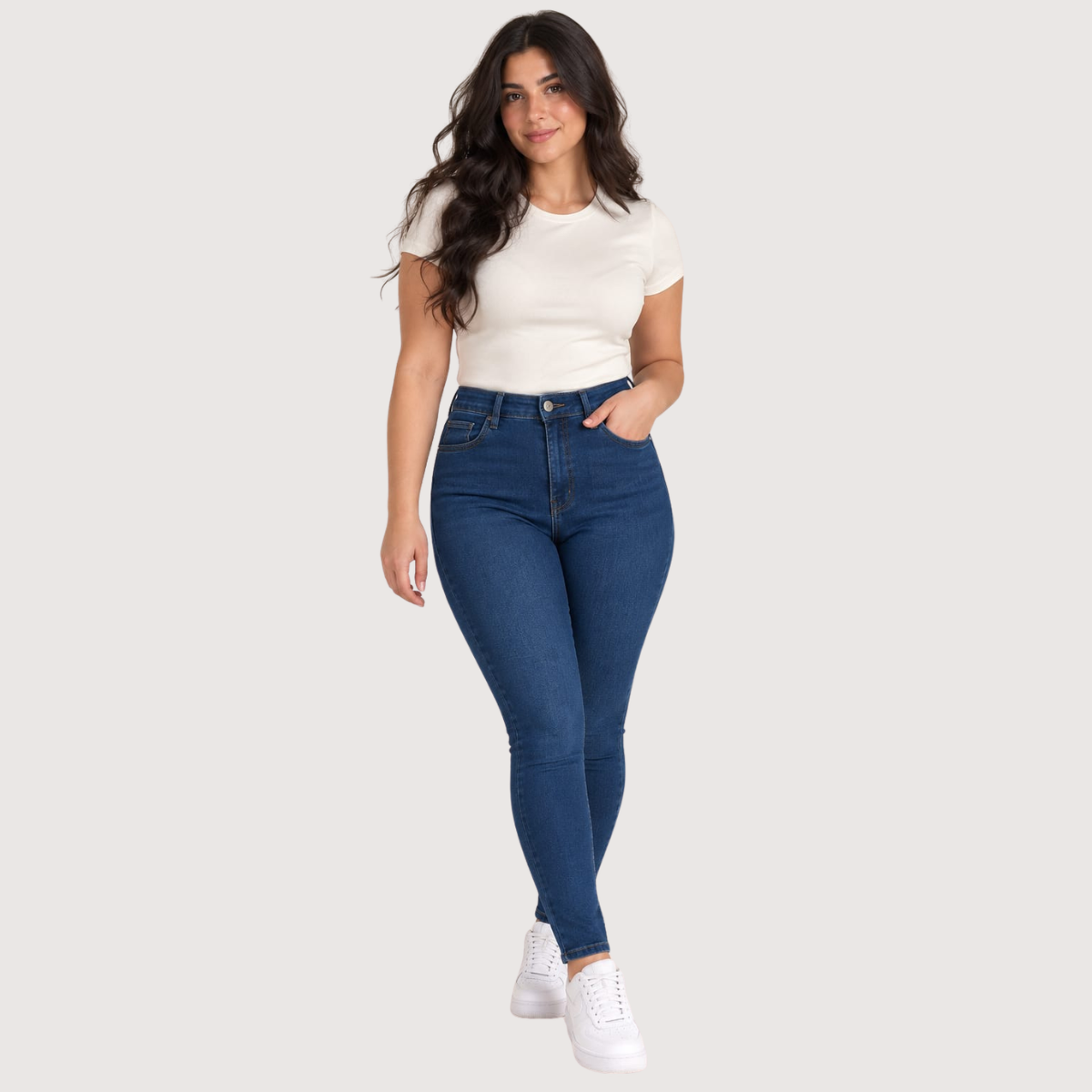 High Waist Skinny Jeans Dark Blue OH-498A