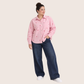 Pink Heart Print Gabardine Shirt oj-555rs