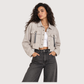 Cropped Gabardine Jacket Beige Color OJ-543CR