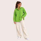 Oversized Women's Shirt with Front Pockets Kiwi OJ-514GR