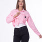 Gabardine Jacket With Front Chain Closure Rose Color OJ-548RS
