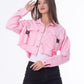 Gabardine Jacket With Front Chain Closure Rose Color OJ-548RS