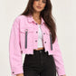 Cropped Gabardine Jacket Pink Color OJ-543RS