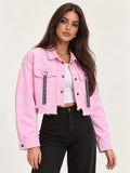 Cropped Gabardine Jacket Pink Color OJ-543RS