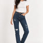 High waist ripped jeans dark blue