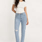 High waist ripped jeans light blue