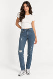 High waist ripped jeans medium blue