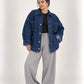 Oversized dark blue denim shirt jacket OJ-1505