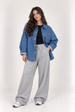 Oversized medium blue denim shirt jacket OJ-1505