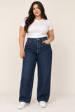 Plus size strass studded straight jeans blue black