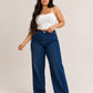 Plus size strass studded straight jeans dark blue