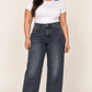 Plus size strass studded straight jeans dark grey