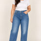 Plus size strass studded straight jeans medium blue
